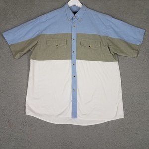 Wrangler Men's Large Shirt Button Down Western Rodeo Colorblock Short Sleeves